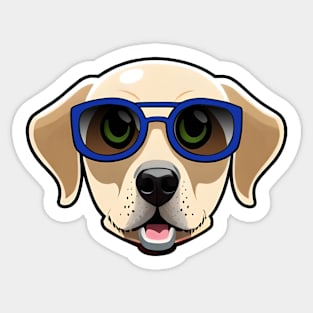 Blue Sunglasses Golden Retriever Dog Sticker